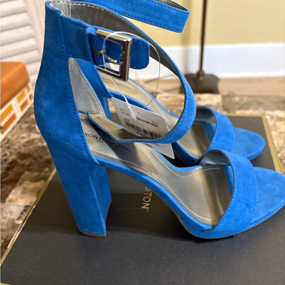 Worthington Blue Chunky Heel Sandals